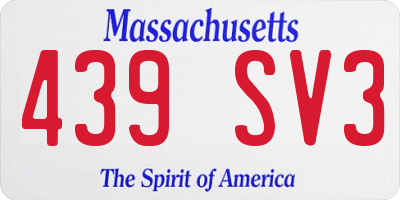 MA license plate 439SV3