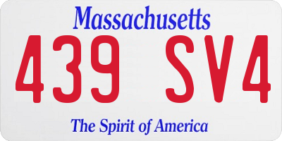 MA license plate 439SV4
