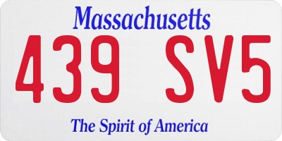 MA license plate 439SV5