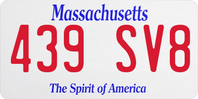 MA license plate 439SV8