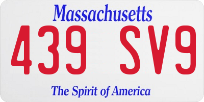 MA license plate 439SV9