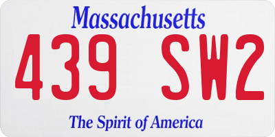 MA license plate 439SW2