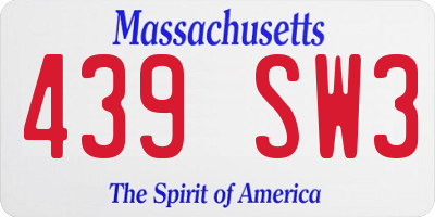 MA license plate 439SW3