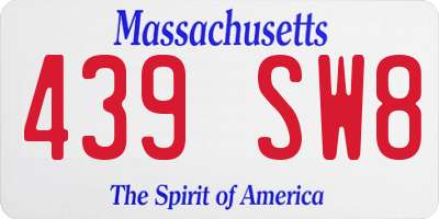 MA license plate 439SW8