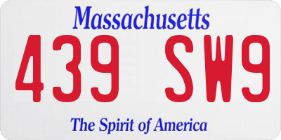 MA license plate 439SW9