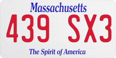 MA license plate 439SX3