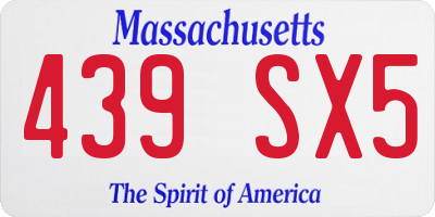 MA license plate 439SX5