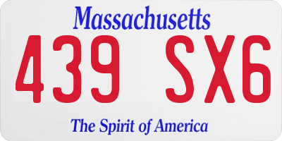 MA license plate 439SX6