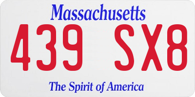 MA license plate 439SX8