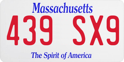 MA license plate 439SX9