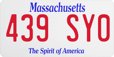 MA license plate 439SY0