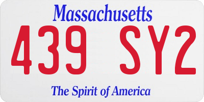 MA license plate 439SY2