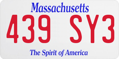 MA license plate 439SY3