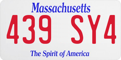 MA license plate 439SY4