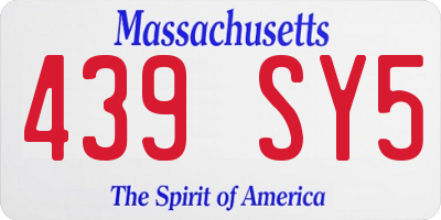 MA license plate 439SY5