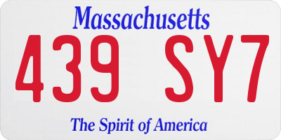 MA license plate 439SY7