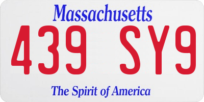 MA license plate 439SY9