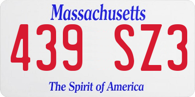 MA license plate 439SZ3