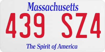 MA license plate 439SZ4