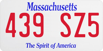 MA license plate 439SZ5