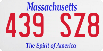 MA license plate 439SZ8