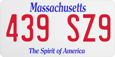 MA license plate 439SZ9