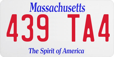 MA license plate 439TA4