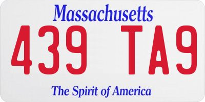 MA license plate 439TA9