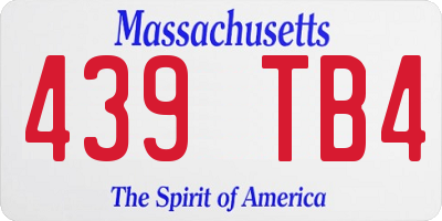 MA license plate 439TB4