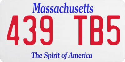 MA license plate 439TB5
