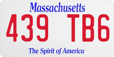 MA license plate 439TB6