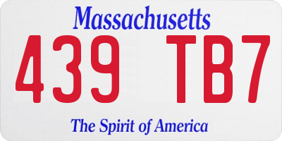 MA license plate 439TB7