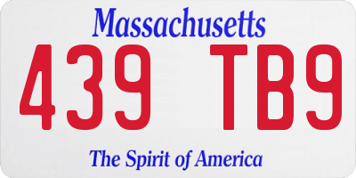 MA license plate 439TB9