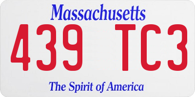 MA license plate 439TC3