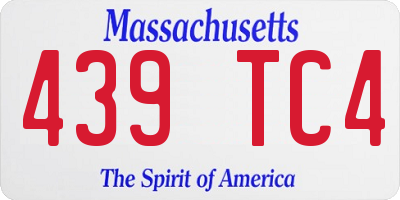 MA license plate 439TC4