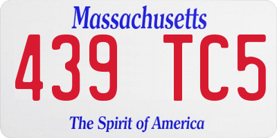 MA license plate 439TC5