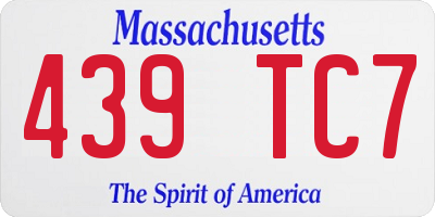 MA license plate 439TC7