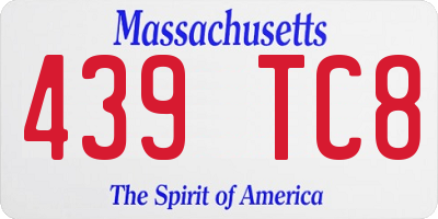 MA license plate 439TC8