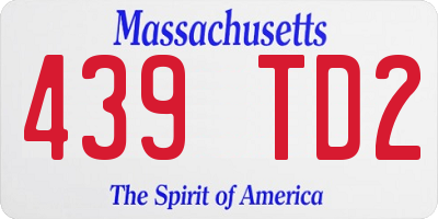 MA license plate 439TD2