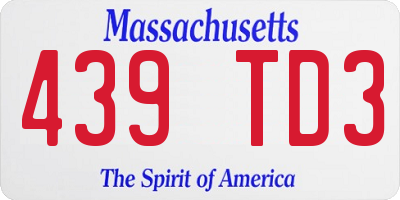 MA license plate 439TD3