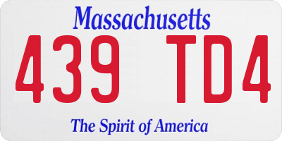 MA license plate 439TD4