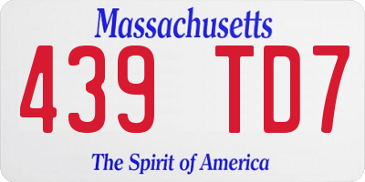 MA license plate 439TD7