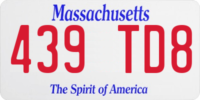 MA license plate 439TD8