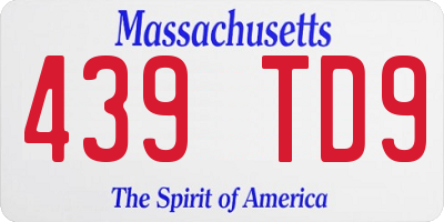 MA license plate 439TD9