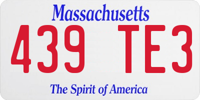 MA license plate 439TE3