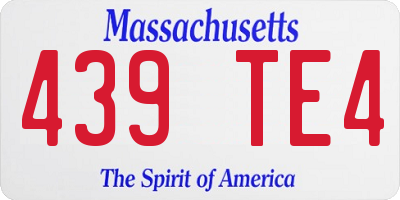 MA license plate 439TE4