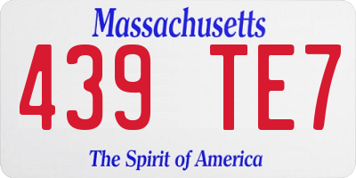 MA license plate 439TE7