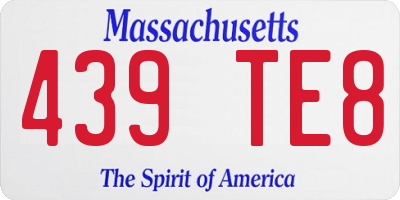 MA license plate 439TE8