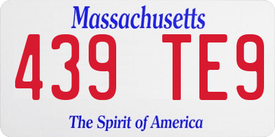 MA license plate 439TE9
