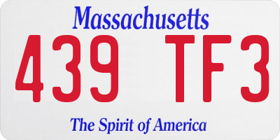 MA license plate 439TF3